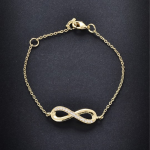 Women Gold-Toned & White Brass Crystals Handcrafted Gold-Plated Link Bracelet