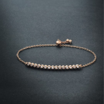 Women Rose Gold & White Brass Crystals Handcrafted Rose Gold-Plated Link Bracelet