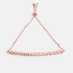 Women Rose Gold & White Brass Crystals Handcrafted Rose Gold-Plated Link Bracelet