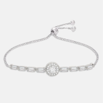 Women Silver-Toned & White Cubic Zirconia Embellished Link Bracelet