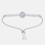 Women Silver-Toned & White Cubic Zirconia Embellished Link Bracelet