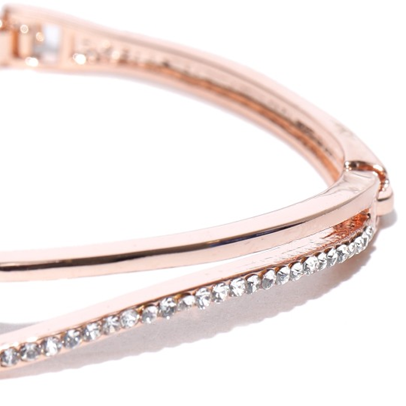 Rose Gold-Plated Handcrafted Stone-Studded Bracelet