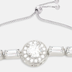 Women Silver-Toned & White Cubic Zirconia Embellished Link Bracelet